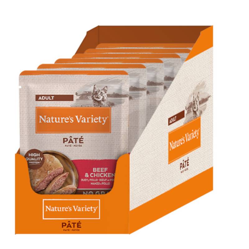 38 + 10 gratis! 48 x 70 g / 85 g Nature's Variety Adult - 48 x 70 g Paté No Grain: Rind und Huhn von Nature’s Variety