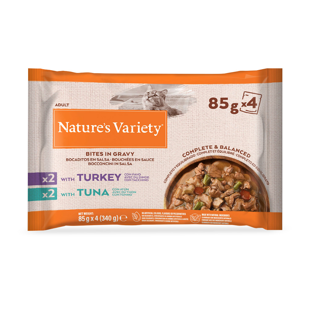 Nature's Variety Bites in Soße 44 x 85 g  - mit Truthahn und Thunfisch von Nature’s Variety