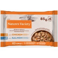 Nature's Variety Bites in Soße Mixpaket 44 x 85 g - Mix (Huhn, Lachs) von Nature’s Variety