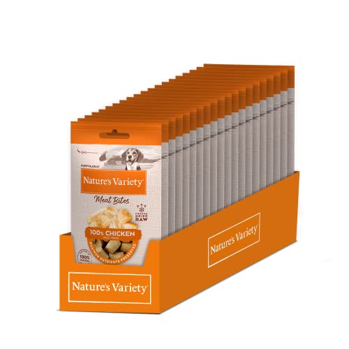 Nature's Variety – Freezed Dried – Gefriergetrocknete Hühnerbissen für Hunde – Box mit 20 x 20 g – insgesamt 400 g von Nature's Variety