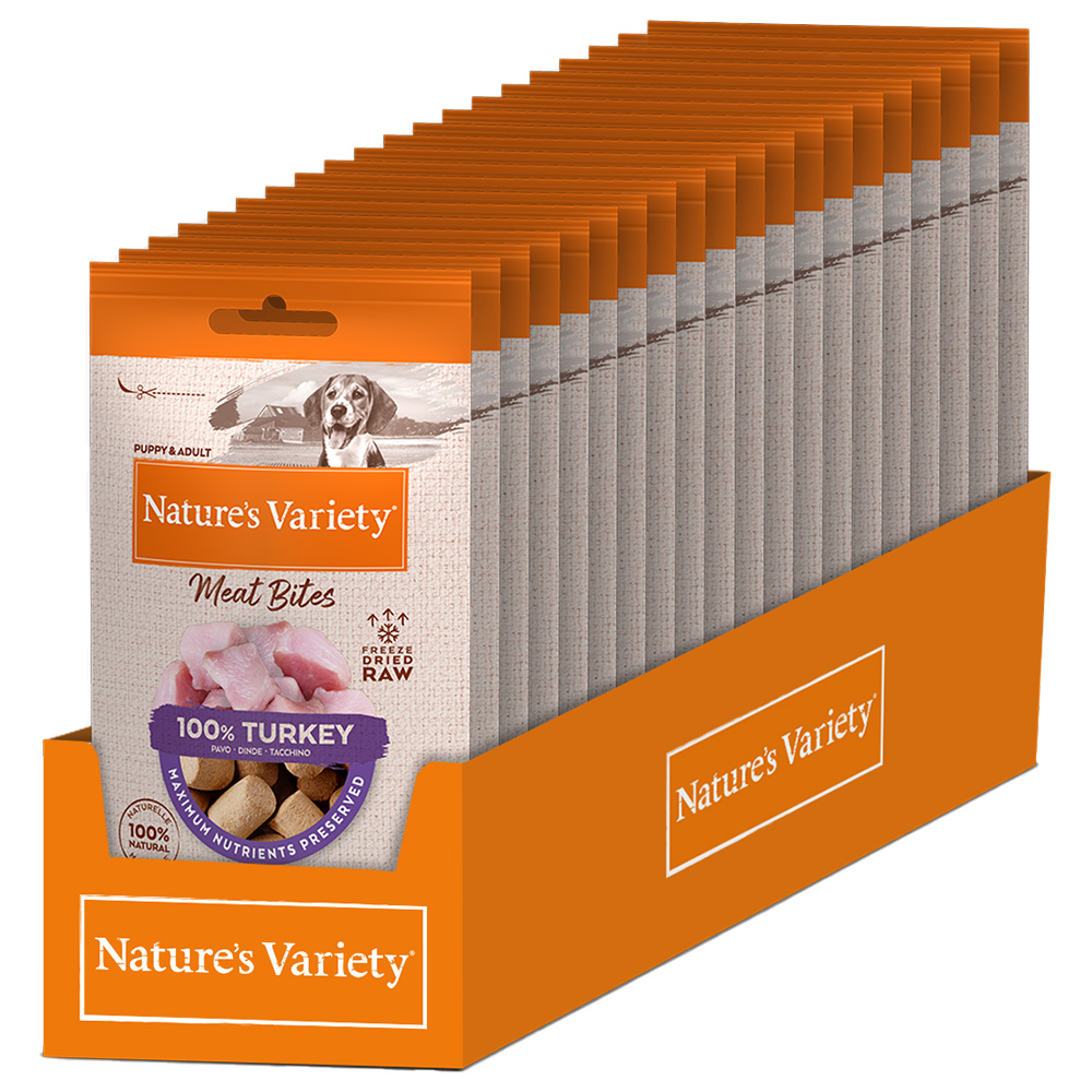 Nature's Variety Gefriergetrocknete Fleischhappen für Hunde - Truthahn 20 x 20 g von Nature’s Variety
