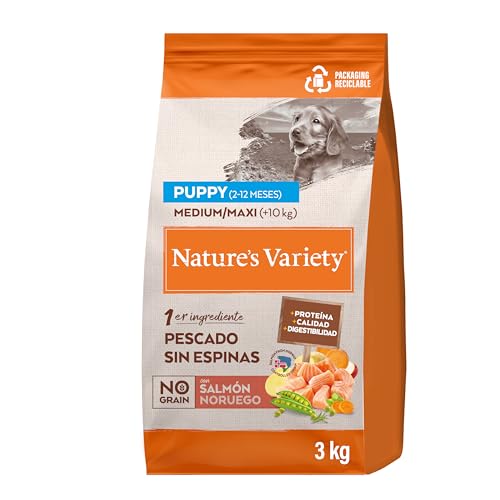 Nature's Variety No Grain – Trockenfutter für Hunde Puppy Med/Maxi – Norwegischer Lachs – 3 kg von Nature's Variety