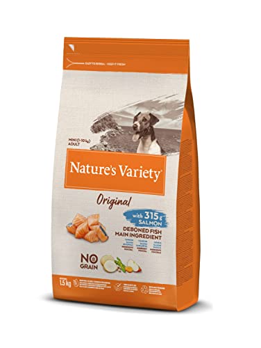 Nature's Variety Original No Grain Hundefutter für kleine ausgewachsene Hunde, getreidefrei, mit Lachs ohne Dornen, 1,5 kg von Nature's Variety