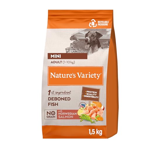 Nature's Variety Original No Grain Hundefutter für kleine ausgewachsene Hunde, getreidefrei, mit Lachs ohne Dornen, 1,5 kg von Nature's Variety