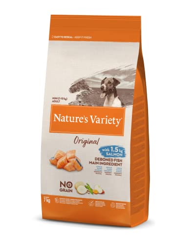 Nature's Variety Original No Grain Hundefutter für kleine ausgewachsene Hunde, getreidefrei, mit Lachs ohne Dornen, 7 kg von Nature's Variety