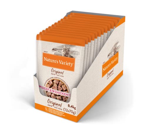 Nature's Variety Original No Grain Pastete für ausgewachsene Katzen mit Ochse und Huhn, Box 12 x 70 g von Nature's Variety