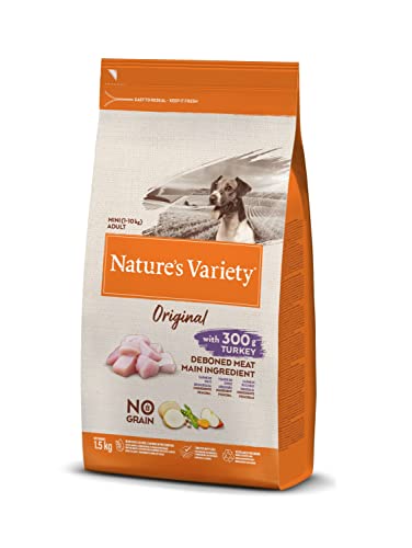Nature's Variety Original No Grain Trockenfutter für ausgewachsene Hunde Kleiner Rassen – ohne Getreide mit Pute ohne Knochen – 1,5 kg von Nature's Variety