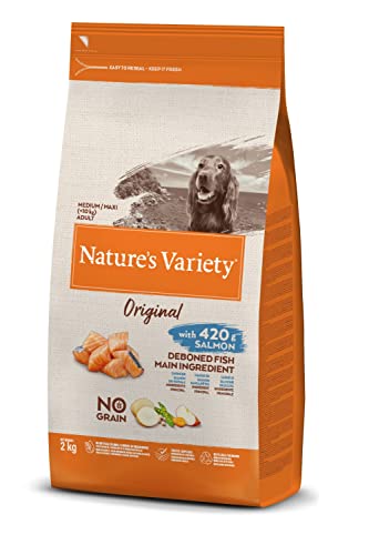 Nature's Variety Original No Grain – Trockenfutter für ausgewachsene Hunde mittlerer und großer Rasse – getreidefrei – mit Lachs ohne Gräten – 2 kg von Nature's Variety