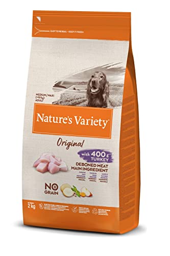 Nature's Variety Original No Grain Trockenfutter für ausgewachsene Hunde mittlerer und großer Rassen – ohne Getreide mit Pute ohne Knochen – 1 kg von Nature's Variety