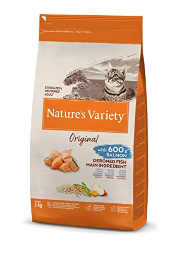 Nature's Variety Original Trockenfutter für ausgewachsene Katzen, sterilisiert, Lachs, ohne Gräten, 3 kg von Nature's Variety