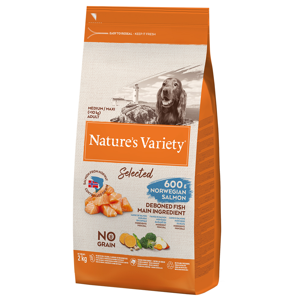 ​​​​​​​Nature's Variety Selected Medium / Maxi Adult Norwegischer Lachs - Sparpaket: 2 x 2 kg von Nature’s Variety
