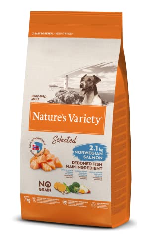 Nature's Variety Selected – Trockenfutter für ausgewachsene Hunde Kleiner Rassen – ohne Getreide – norwegischer Lachs ohne Gräten – 7 kg von Nature's Variety