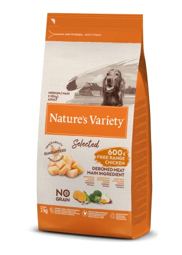 Nature's Variety Selected – Trockenfutter für ausgewachsene Hunde mittlerer und großer Rasse – getreidefrei – mit Huhn im Freien gezüchtet – 2 kg von Nature's Variety