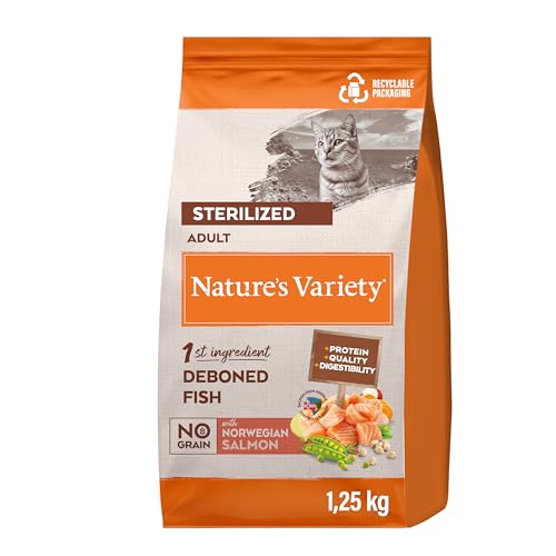 Nature's Variety Selected Trockenfutter für ausgewachsene Katzen, ohne Getreide, norwegischer Lachs, ohne Gräten, 1,25 kg von Nature's Variety