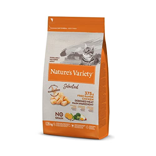 Nature's Variety Selected – Trockenfutter für ausgewachsene Katzen, sterilisiert – getreidefrei – mit Huhn im Freien gezüchtet – 1,25 kg von Nature's Variety