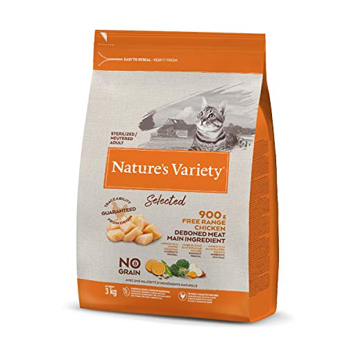 Nature's Variety Selected Trockenfutter für ausgewachsene Katzen, sterilisiert – ohne Getreide – mit Huhn im Freien ohne Knochen – 3 kg von Nature's Variety