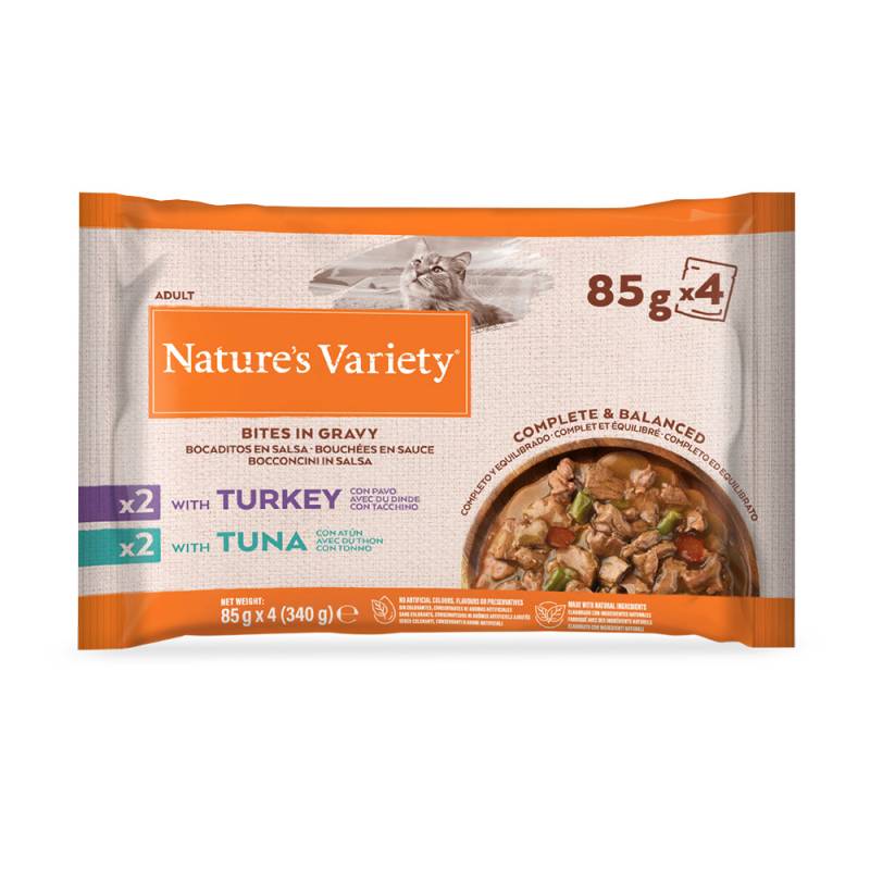 Sparpaket Nature's Variety Bites in Soße 88 x 85 g - mit Truthahn und Thunfisch von Nature’s Variety