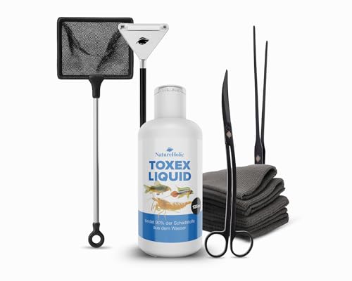 NatureHolic Aquarium Reinigungs Set | Komplettset für Aquarienpflege & kristallklares Wasser | ToxEx Liquid Schadstoffbinder & Edelstahl Tools: Schere, Pinzette, Kescher, Scraper, Tücher NatureHolic Aquarium Reinigungs Set | Komplettset für Aquarienpflege & kristallklares Wasser | ToxEx Liquid Schadstoffbinder & Edelstahl Tools: Schere, Pinzette, Kescher, Scraper, Tücher von NatureHolic
