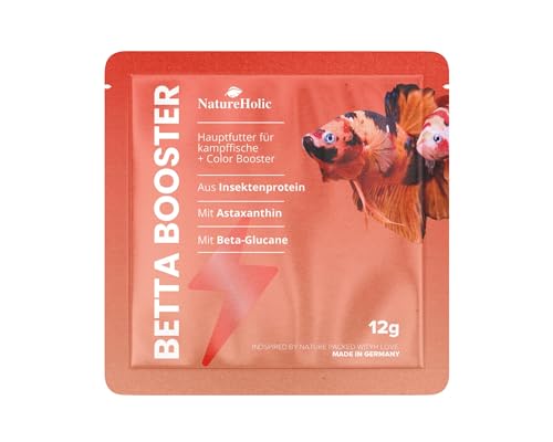 NatureHolic Betta Booster | Ergänzungsfutter für Intensive Farben und Vtialität | Mit Astaxanthin Canthaxanthin und Beta Carotin | Für Kampffische mit hohem Insektenanteil & Omega 3 von NatureHolic