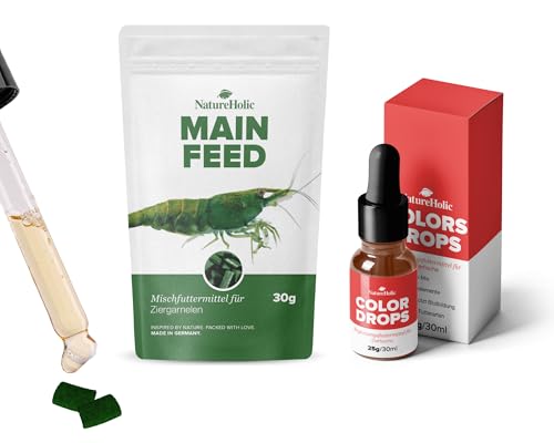 NatureHolic Colorboost Futter Set | All-in-One Garnelenfutter für Vitale Garnelen & Intensive Farben | Hauptfutter & Farbverstärker für Zwerggarnelen im Aquarium NatureHolic Colorboost Futter Set | All-in-One Garnelenfutter für Vitale Garnelen & Intensive Farben | Hauptfutter & Farbverstärker für Zwerggarnelen im Aquarium von NatureHolic