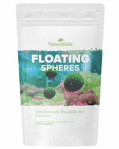 NatureHolic Floating Spheres | Aquarium Moos Bälle | Schwebende Mooskugeln zum Selbst aufbinden | 3 Stück mit Ø 40mm von NatureHolic
