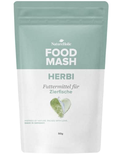 NatureHolic Food Mash - Herbi - Ausgewogene Ernährung - hochwertige pflanzliche Inhaltsstoffe - Immunität und schöne Färbung der Fische - 50g von NatureHolic