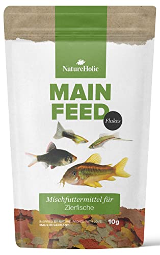 NatureHolic Hauptfeed Flocke - Zierfischhauptfutter I Alleinfutter für Zierfische I für alle Fische im Aquarium I schonend hergestellt I Made in Germany I 50ml von NatureHolic