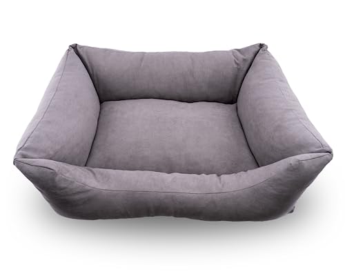 NatureHolic Hundebett - Gelenkschonendes Hundekissen - Waschbares Hundekörbchen - Hochwertiges Hundesofa - Robuste Hundematte - Hundekorb - Größe (80 x 60 cm) - Farbe Grau von NatureHolic