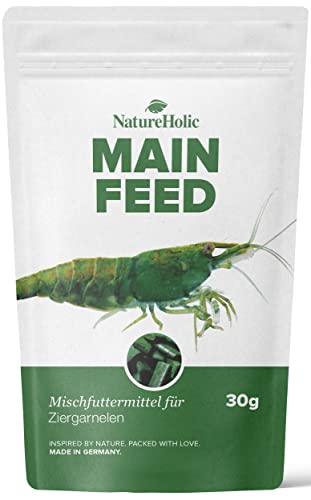 NatureHolic - Garnelenfutter Mainfeed I Futter für Garnelen im Aquarium I Made in Germany I Frei von Fischmehl I Für besseres Wachstum und Panzer Aufbau I 30 g von NatureHolic