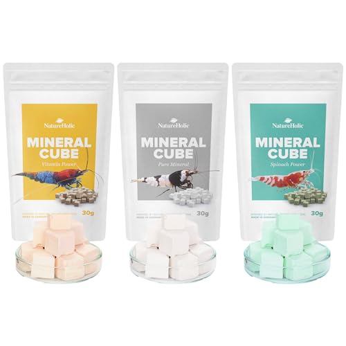 NatureHolic MineralCube 3er Bundle | Pure Mineral, Vitamine Power & Spinach Power | Mineralversorgung & Dauerfutter für Garnelen, Schnecken, Krebse von NatureHolic