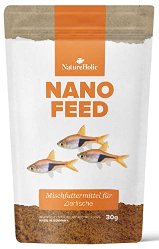 NatureHolic Nanofeed - Minifischfutter I Spezialfutter für Nanofische I für Gute Versorgung I schonende Herstellung I feinkörnig I Made in Germany I 50ml von NatureHolic