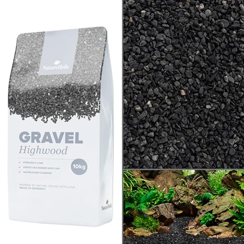 NatureHolic Naturkies Highwood River | Grauer Aquarium Kies | Natürlicher Flusskies für Aquarien mit feiner Körnung 2-4 mm | Perfekt für Naturaquarien, Bodengrund & Deko | 10kg von NatureHolic