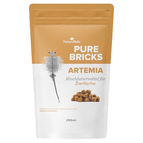 NatureHolic Pure Cubes Artemia | Gefriergetrocknete Artemia Würfel für Zierfische Garnelen Krebse Krabben Asseln | Proteinreiches Naturfutter mit Astaxanthin und Chitin von NatureHolic