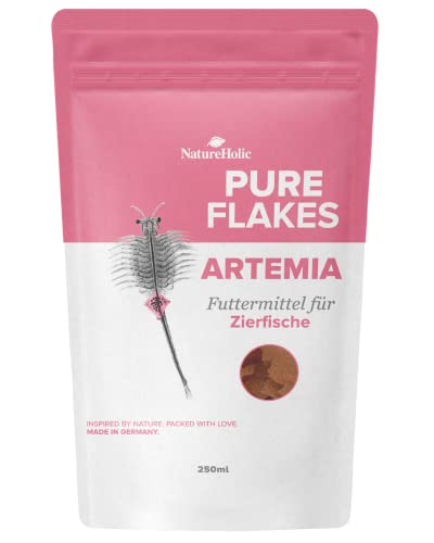 NatureHolic Pure Flakes - Artemia - Hohe Akzeptanz - über 50% Artemia - Trübt das Wasser Nicht - Für Fische und Wirbellose - Hergestellt in Mannheim von NatureHolic