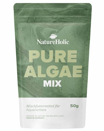 NatureHolic PureAlgae Mix | Algenpulver für Aquarien | Fischfutter & Garnelenfutter | Reich an Proteinen und Mineralstoffen | Spirulina, Chlorella, Schizochytrium, Ascophyllum | 50g von NatureHolic