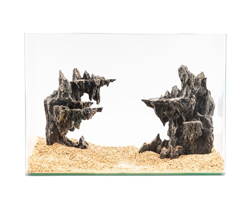 NatureHolic Ready to Scape 2 Sky Towers | Aquarium Deko Felsen-Set für Aquascaping | 2-teiliges Hardscape Set | Für Becken ab 30 cm | Realistische Turmstruktur zum Bepflanzen von NatureHolic