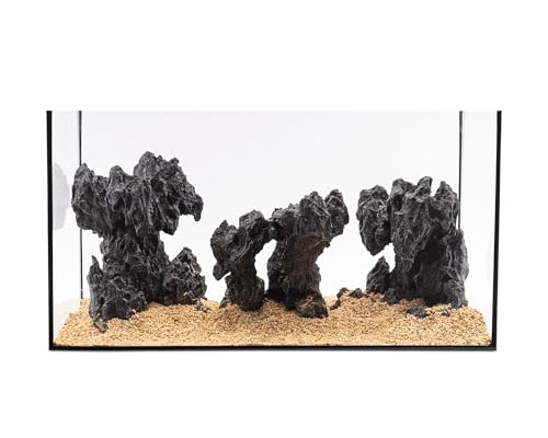 NatureHolic Ready to Scape Den of Monsters | Aquarium Deko Felsen-Set für Aquascaping | 3-teiliges Hardscape | Für Becken ab 90 cm | Dramatische Felslandschaft zum Bepflanzen von NatureHolic