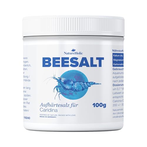 NatureHolic Beesalt Caridina | Aufhärtesalz für Garnelen aus Weichwasser Aquarium | Perfekt für Caridina Garnelen | Optimal für Aquarienpflanzen | Mit zusätzlichem Magnesium | Menge 100 g von NatureHolic