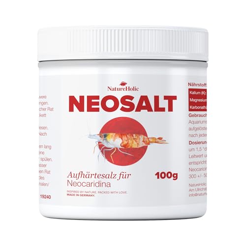 NatureHolic Neosalt Neocaridina | Aufhärtesalz für Neocaridina Garnelen im Aquarium | Für mittelhartes Wasser | Optimal für Aquarienpflanzen | Mit zusätzlichem Magnesium | Menge 100 g von NatureHolic