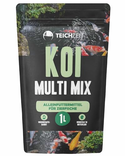 Teichzeit Koi Multi Mix | Fischfutter für Koi | Schwimmendes Teichfutter | Futter Pellets für Gartenteich Fische | 1 Liter von NatureHolic
