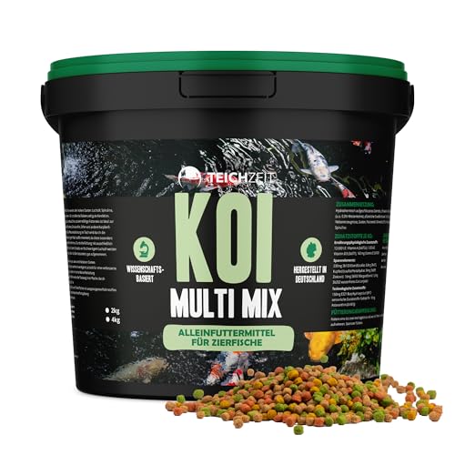 Teichzeit Koi Multi Mix | Fischfutter für Koi | Schwimmendes Teichfutter | Futter Pellets für Gartenteich Fische | 1 Liter von NatureHolic