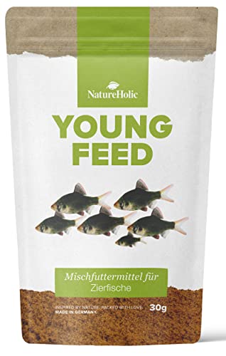 NatureHolic YoungFeed I Aufzuchtfutter für Zierfische I für EIN gesundes Wachstum I mit wertvollen Zusätzen I schonende Herstellung I Made in Germany I 50ml von NatureHolic