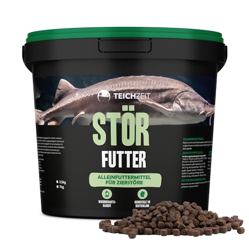 Teichzeit Störfutter | Premium Stör Futter | Sinkende Fischfutter Pallets 4,5 mm groß | Teichfutter für Stör im Gartenteich | Made in Germay | 7kg von NatureHolic