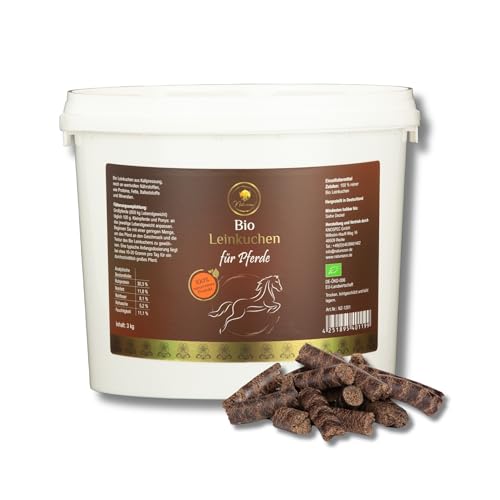 Naturezon® - Bio Leinkuchen Pellets für Pferde 3kg - 100% naturrein - Presskuchen ohne Melasse und Zusätze - Gesunde Leckerli für Pferde von Naturezon