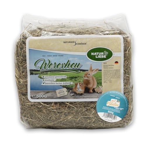 Heu für Kaninchen, Hamster und andere Kleintiere mit aromatischen Kräutern (BlüTen, 1 x 500g) von Naturhof Schröder