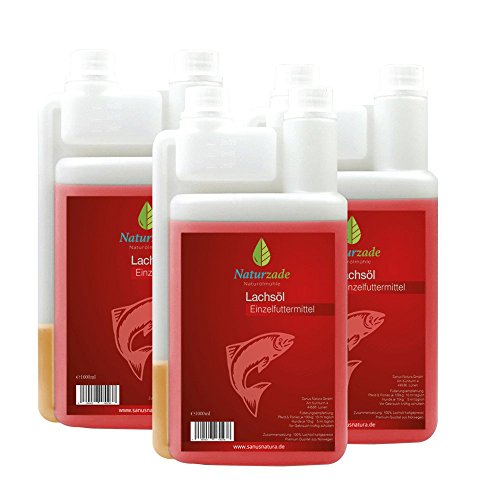 Naturzade Lachsöl 3 Liter (3X 1L) Dosierflasche für Hunde & Pferde mit Omega 3 und Omega 6 Fettsäuren, Fischöl Barföl von Naturzade