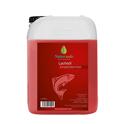 Naturzade Lachsöl 3 Liter Kanister für Hunde & Pferde mit Omega 3 und Omega 6 Fettsäuren, Fischöl Barföl von Naturzade