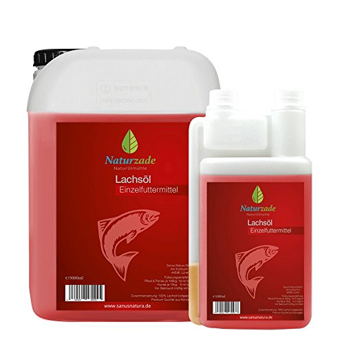 Naturzade Lachsöl 4 Liter (3l.+1l.) für Hunde & Pferde mit Omega 3 und Omega 6 Fettsäuren, Fischöl Barföl von Naturzade