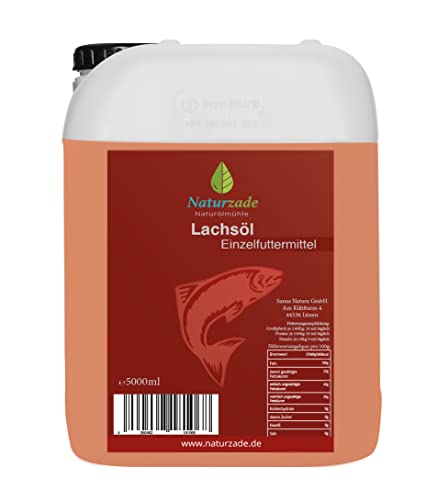 Naturzade Lachsöl 5 Liter Kanister für Hunde & Pferde mit Omega 3 und Omega 6 Fettsäuren, Fischöl Barföl von Naturzade