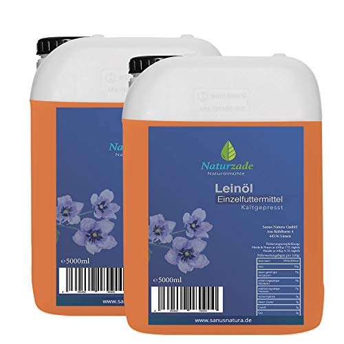 Naturzade Leinöl 10 Liter Premium Qualität 100% rein, kaltgepresst für Pferde & Hunde von Naturzade